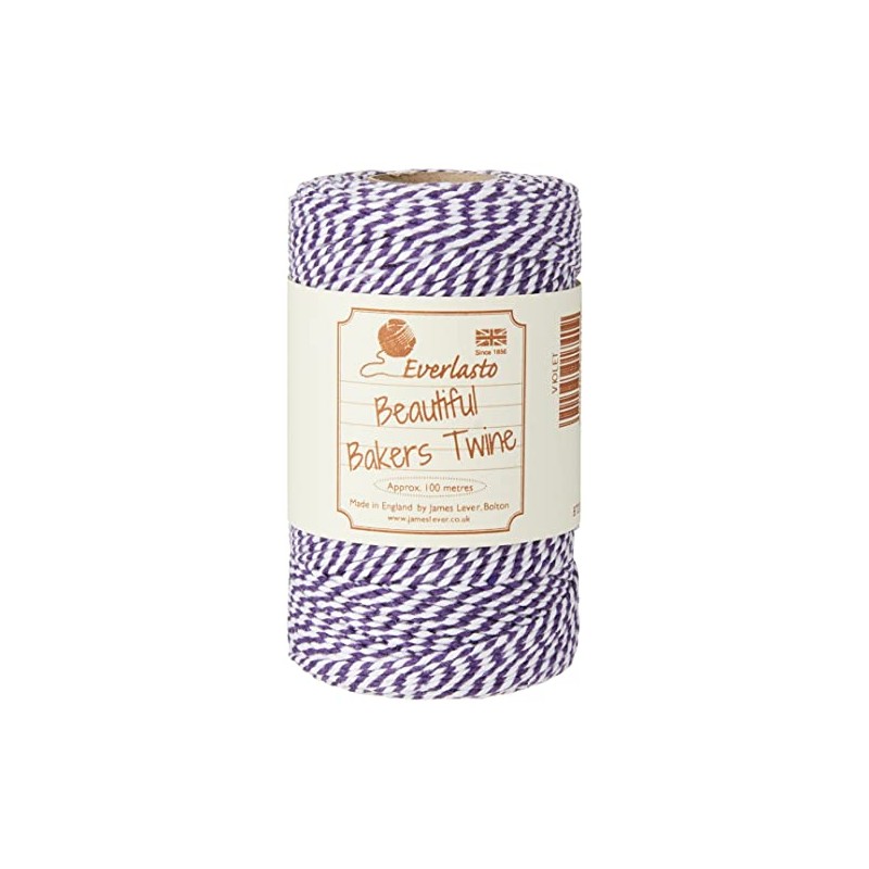 Quality Baker's Twine 100m -Violet/White Stripe 100% Cotton