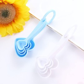 Heart Shaped Plastic Measuring Spoons Set, Egg Separator, Small Tablespoon,Teaspoon Baking Tool for Measure Liquid and Dry Ingredients
