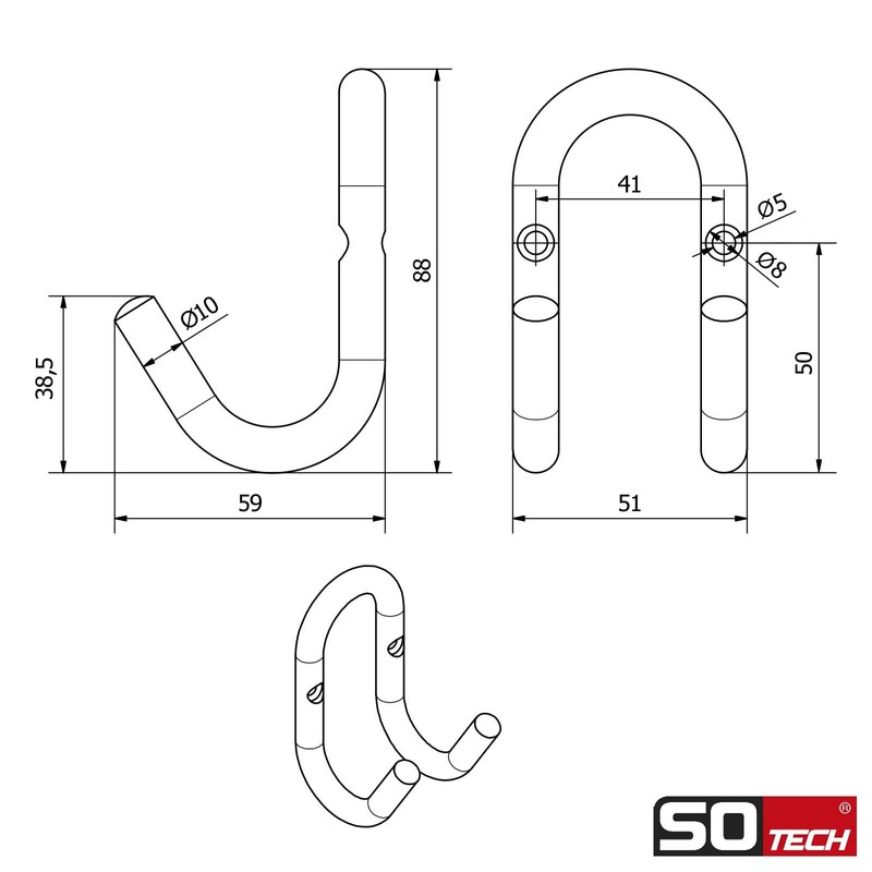 SOTECH Fara Coat Hooks 88 x 51 mm Steel Red
