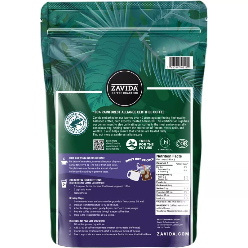 Zavida 2 Pack - Zavida Coffee Whole Bean Coffee, Hazelnut