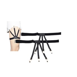 LNtech Mens Shirt Stays Adjustable Elastic Shirts Holder with Non-slip Locking Clamps,Men's Police Military Shirt Holders,Tucked In Black