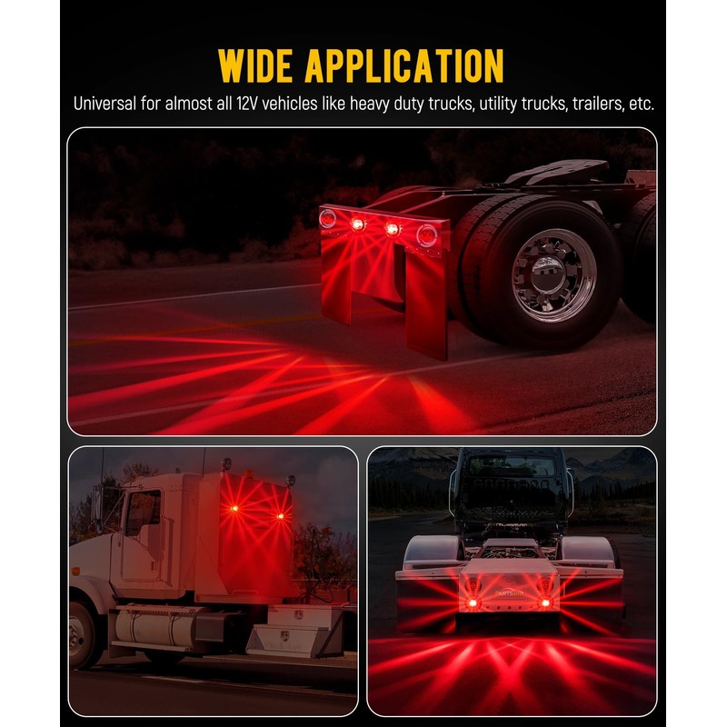 Partsam 2Pcs Red Glass Lens Watermelon Lights Kit LED Stop