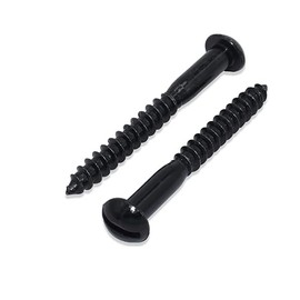 Merriway BH03813 (10 Pcs) Black Japanned Roundhead Screws, 10 x 2 inch - Pack of 10 Pieces