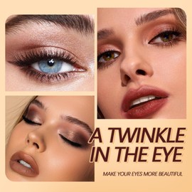 Dual Ended Cream Eyeshadow Stick,Waterproof Eyeshadow Stick with Shimmer Brown,Glitter & Matte Shades Creamy Eyeshadow Pencil,Soomth,Waterproof & Lasting,Blendable Eye Makeup,Golden Pink Shimmer&Taupe