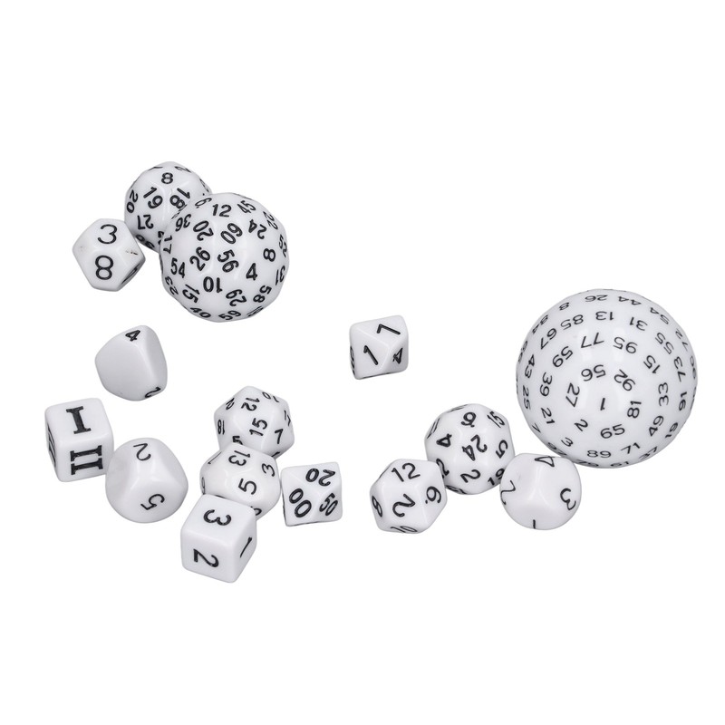 15pcs Complete Polyhedral Dice Set Acrylic D3 to D100 Spherical