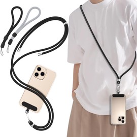 [takyu] Smartphone Strap, Neck Strap, Cell Phone Strap, Shoulder Strap, 2 Hand Straps, Adjustable Length, Cross-body Hanging, Easy to Put on and Take Off, Lost / Fall Prevention, Compatible with All