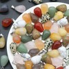 LE SKY natural stone pendants round waterdrop shape healing mixed