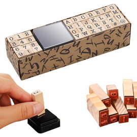 40 Pieces Wooden Stamps, Wooden Stamp Alphabet Letter Stamp Set, Alphabet Stamp Set Letters with Ink Pad, Stamp Set for Crafts, Scrapbooking, Card Making, Planner