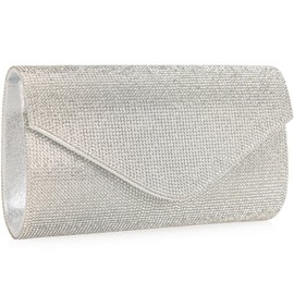MOJISOLO Rhinestone Purse Crystal Clutch for Women Evening Bag Bling Foldover Purse Silver