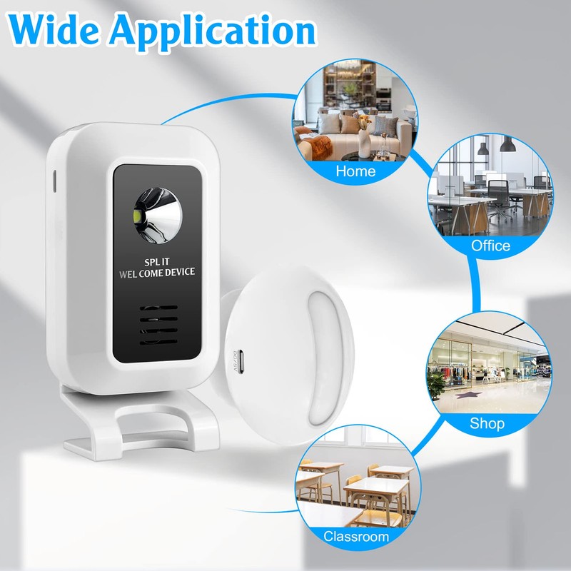 Wireless Motion Detector Alarm 32 Song 490ft LED Night Light