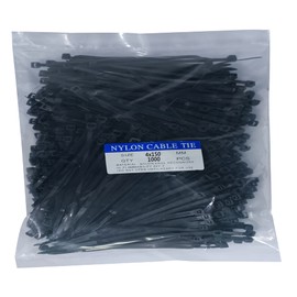 Zip Ties 1000 pcs 6 inch Cable Zip Ties Premium Plastic Wire Ties with 40 LBS Tensile Strength, UV Resistant Cable Ties, Self-Locking Black Nylon Tie Straps (6 inch 1000 pcs)