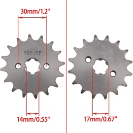 TDR 16T 428 Front Engine Sprocket Cog 17mm for 50cc 70cc 110cc 125cc 140cc 160cc TaoTao Roketa Coolster ATV Dirt Bike