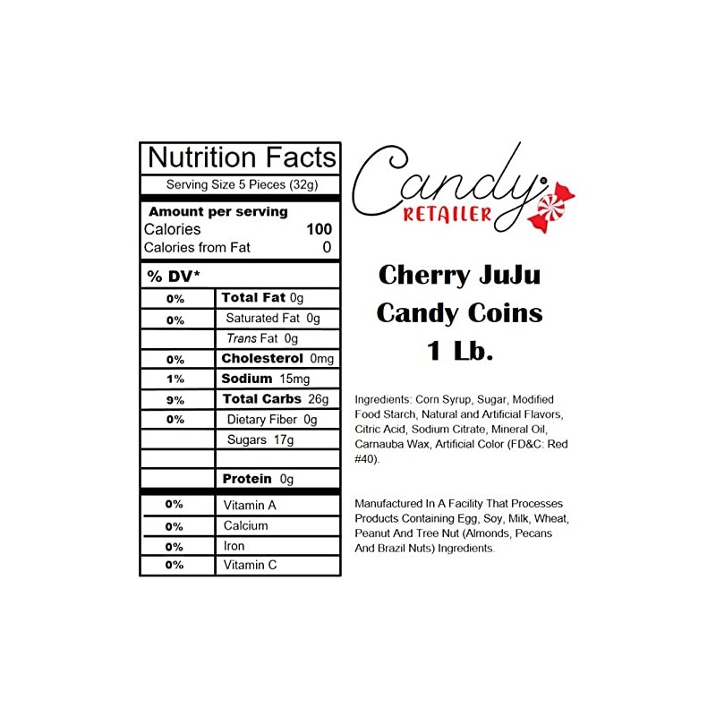 Candy Retailer Cherry JuJu Candy Coins 1 Lb.