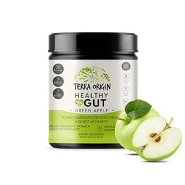 TERRA ORIGIN- Healthy Gut Green Apple  30 porciones con LGlutamina, Zinc, Glucosamina, Corteza de Olmo Resbaladizo, Pantano