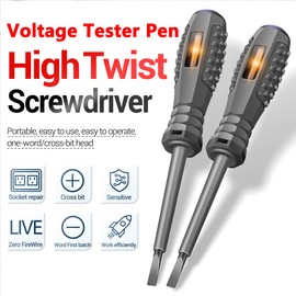 ExcInter 5Pcs Voltage Tester Pen Magnetic Pen Tip Steel Batch Slotted Screwdriver Multi-Functional Indicator