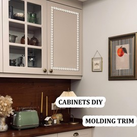 Flexible Bead Molding Trim, 10ft White Wall Molding Trim Peel and Stick Roll Flexible DIY Decorative for Mirror Frame Border Cabinets Ceiling Bathroom Wall Edge