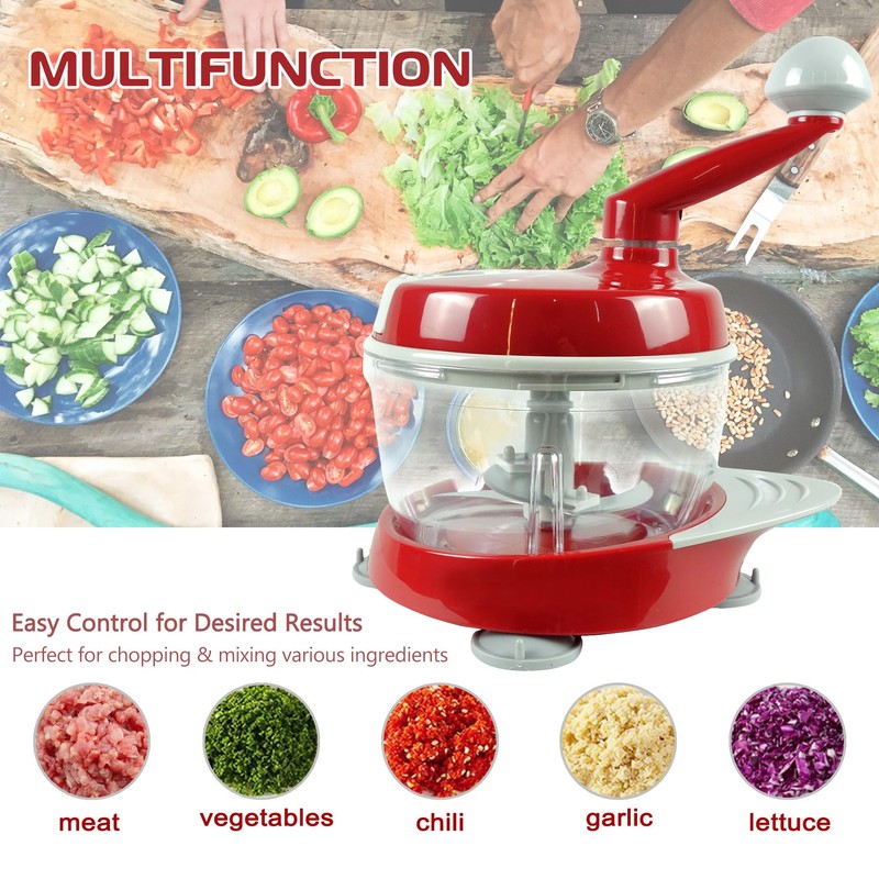 Manual Food Processor,Hand Powered Crank Food Processor Chopper,Food Vegetable Onions
