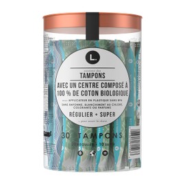 This is L., Organic Cotton Tampons, DuoPack, Regular/Super Absorbency, 30 Count