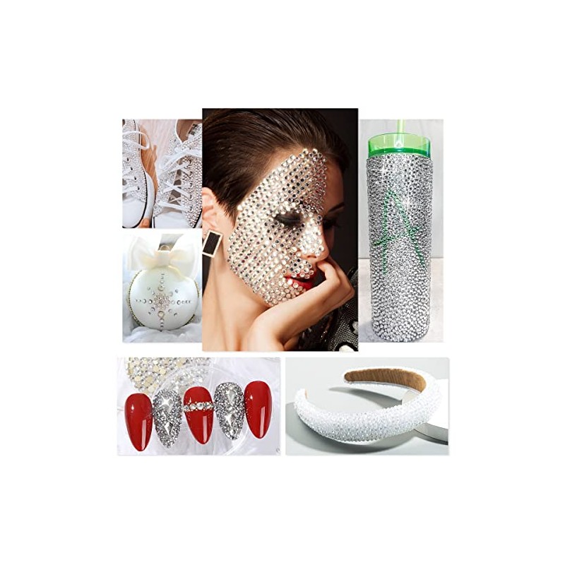 qiipii 4080Pcs Crystal Clear Uñas Rhinestones Multi Formas Flatback Cristal
