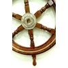 Nautical Captain's Steering Wooden Ship Wheel With Brass Ring &