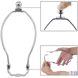 12 Inch Lamp Shade Harp Holder, OZXNO 2-Pack Horn Frame Lamp Shade Bracket with Light Base and Ball Lamp Finial DIY Lighting Replacement Accessories for Table/Floor Lamps (Sliver)