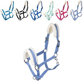 RL24 - Headcollar with Plush Padding Basicline | Halter for Horses & Ponies | Horse Halter with Rivet-Reinforced Clasps & Snap Hook for Opening | Horse Accessories in Baby Blue | Shetty