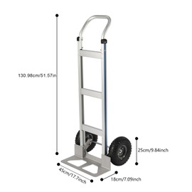 Dolly Cart Hand Truck Dolly 500lbs Capacity Aluminum Folding Hand Truck with 2 Wheels Heavy Duty Utility Truck Cart Disassemble Foldable Trolley for Offices, Warehouses, Supermarkets