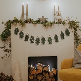 Knitgrip Boho Bohemian Aesthetic Christmas Tree Tassel Garland with Wood Beads Pastel Christmas Birthday Party Decor Anthropologie Bedroom, Nursery