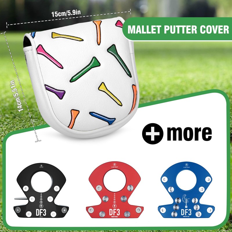Golf Putter Cover DF3 Mallet Putter Headcover Colorful Tee Golf