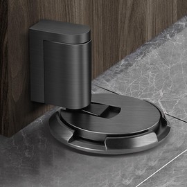 VACNEA Windproof Door Stopper, Mechanical Heavy Duty Adjustable Height Door Catch Holder, Keep Door Open, No Drilling or Screw Mounting with Adhesive Pads & Screws, 1Pack, Grey