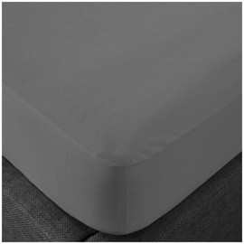 VELVETIO Waterproof Terry Towelling Mattress Protector, Soft Polycotton Non Allergic Fitted Sheet, Crinkle Free, Moisture Wicking, 15cm Deep Topper Cover, Cot Bed Size, Charcoal