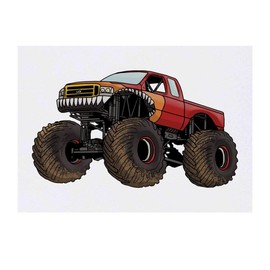 'Monster Truck' Temporary Tattoo - Water Resistant, Skin-Safe, Non-Toxic Transfer (TO00042120)