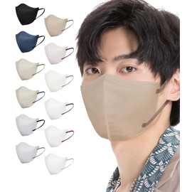 Hellozebra 3D Mask, Large, Men's, Bi-Color, 3D Mask, Black, Non-woven Fabric, 30 Pieces, Gray, Non-Woven Mask, Colored, Won't Hurt Ears, Bi-Color, Japanese Inspection, Splash Protection, For Pollen