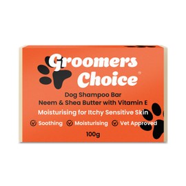 Groomers Choice Neem & Shea Butter Dog Shampoo Bar with Vitamin E, 100g, Moisturising for Itchy Sensitive Skin, Soothing, Vet Approved