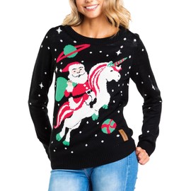 Tipsy Elves Women's Santa Unicorn Christmas Sweater Small