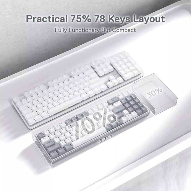 Redragon K628 Pollux 75% Wired RGB Gaming Keyboard, 78 Keys,