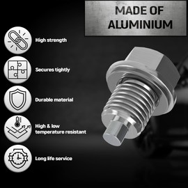 Magnetic Oil Drain Plug M14x1.5 Neodymium Magnet Aluminum Bolt 5 Aluminum Washer Heavy Duty Oil Drain Plug Anti Leakage Replacement for Car Motorcycle Boat Compatible with Kia Ford GM Hyundai Acura