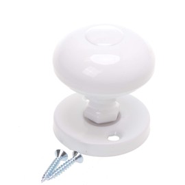 Aqbau Door knob on round rosette button pusher door knob (white)