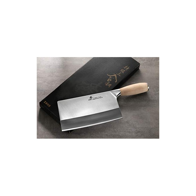 ZHEN Japanese VG-10 3-Layer Forged Chinese Cleaver, 8 inches, Silver