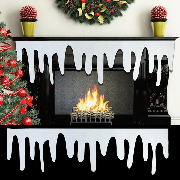 2 Pcs Icicle Christmas Fake Snow Blanket Felt Artificial Snow