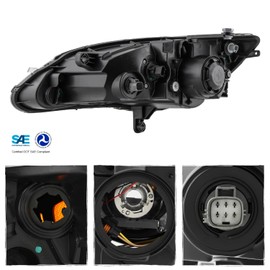 AKKON - Fits 2011-2014 Chrysler 200 [Halogen Type] Projector Black Headlight Headlamp Passenger Right w/LED DRL Running