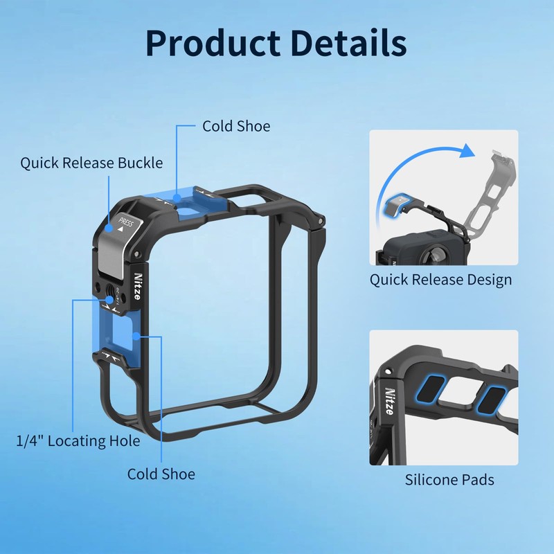 Nitze MAX2 Cage for GoPro MAX2 360 Action Camera, Aluminum