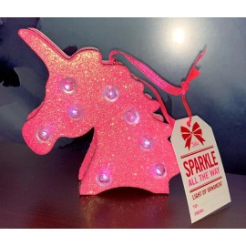JUSTICE UNICORN  MARQUEE 3D ORNAMENT LIGHT UP PINK SPARKLES FUN SUPER CUTE!!