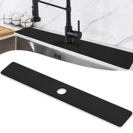 LOPNUR Faucet Mat for Kitchen Sink Protectors, 29 Inch Extra Long Kitchen Sink Splash Guard Behind Faucet, Cuttable Bathroom Water Splash Guard with Super Absorbent Diatomite Fast Drying, Black