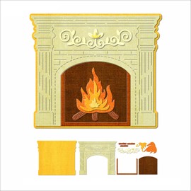 XMZZMX Patchwork Fireplace Burning Firewood Metal Cutting Dies for Card Making, Paper Embossing Die Cuts Kit Templates, Storage Pockets Supplies, Photo Frame Album DIY Scrapbooking Stencils Sets