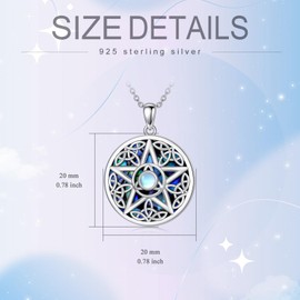 YFN Pentagram Necklace Women's Stars Necklace 925 Sterling Silver Pentagram Chain Moonstone Jewellery Gifts for Women Girls, Sterling Silver, Moonstone Abalone bowl