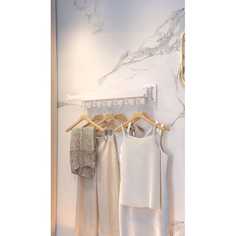 Wall Mounted Clothes Drying Rack Space Saving Laundry Rack Folding