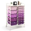 15-Drawers Utility Rolling Bedroom Multi Organizer Storage Office Cart 4-Wheels