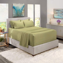 Nestl Extra Deep Pocket Sheets Kings â Deep Pocket King Size Bed Sheets â Hotel Deep Bed Sheets - Deep King Fitted Bed Sheet Set Super Deep Sheets fits 18 Inch to 24 Inches Mattress - 6 Piece Sage