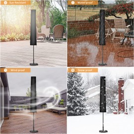 Dokon Parasol Cover with Air Vent, Waterproof, Anti-UV, Heavy Duty 600D Oxford Fabric Patio Umbrella Covers with Rod, Garden Parasol Cover for 3ft to 9ft Outdoor Umbrella (140x26/28cm)